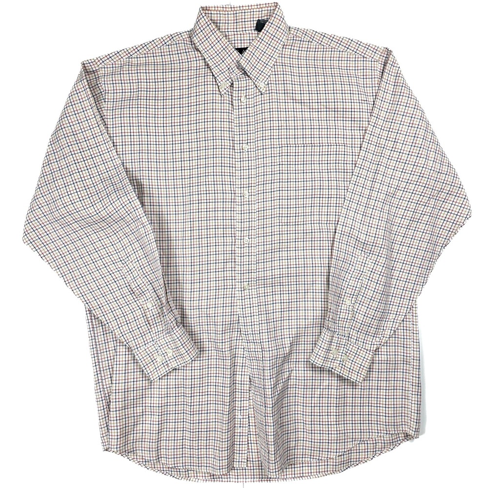 Jos A Bank Yellow‎ & Blue Plaid Button Down Long Sleeve Dress Shirt Men's Size L